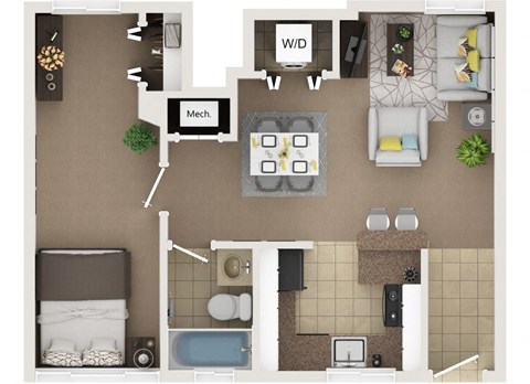 Floor plan for studio, 1 bath, 574 sqft